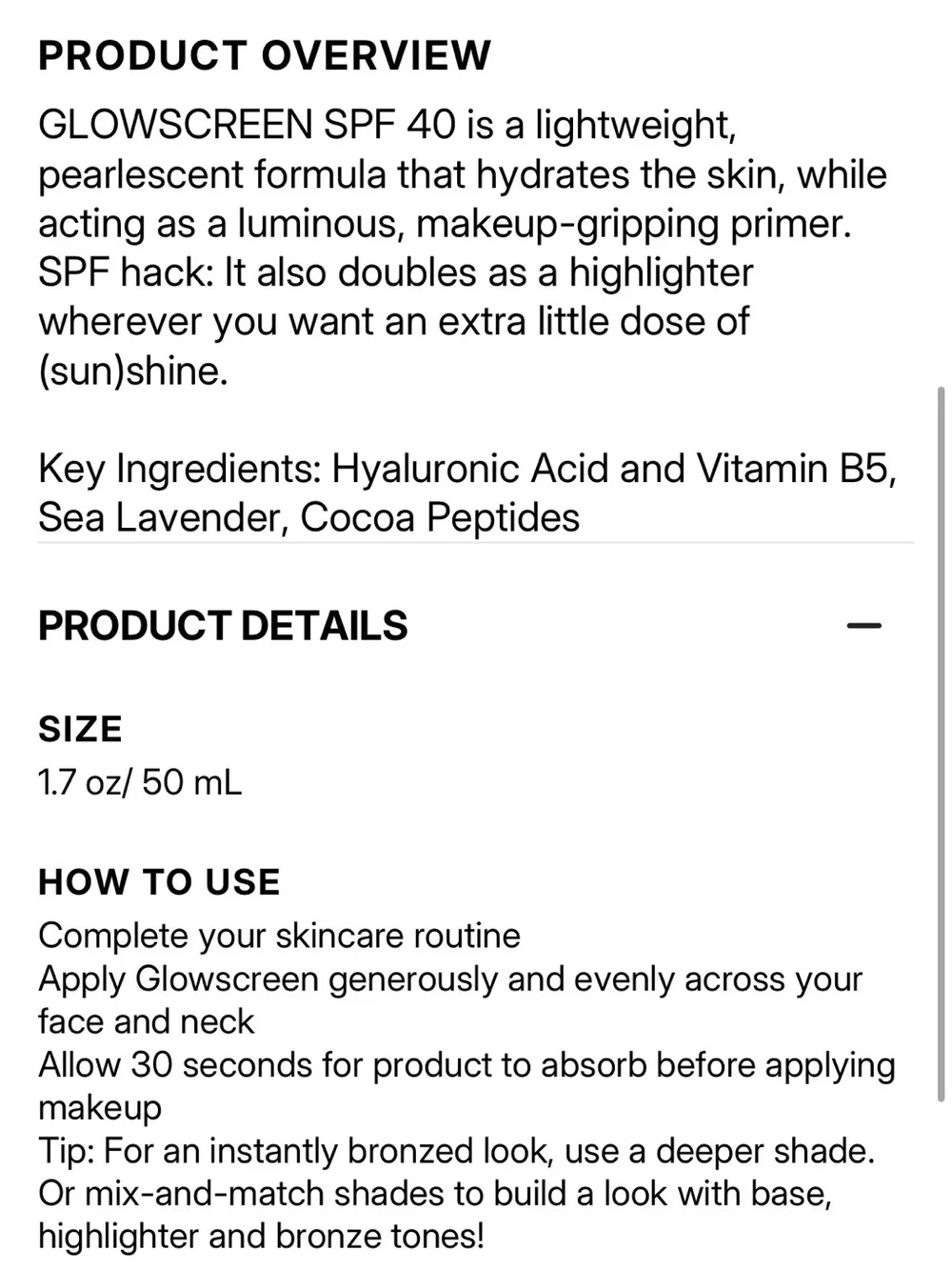 New SUPERGOOP! Glowscreen SPF 40 (champagne)